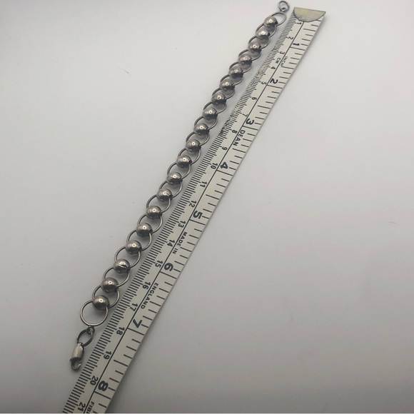 VTG Sterling Silver Ball & Circle Link Bracelet 8” - Picture 8 of 8